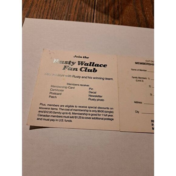 Vintage Rusty Wallace Fan Club Miller Nascar Bumper Sticker Race Car Mancave - Picture 5 of 9